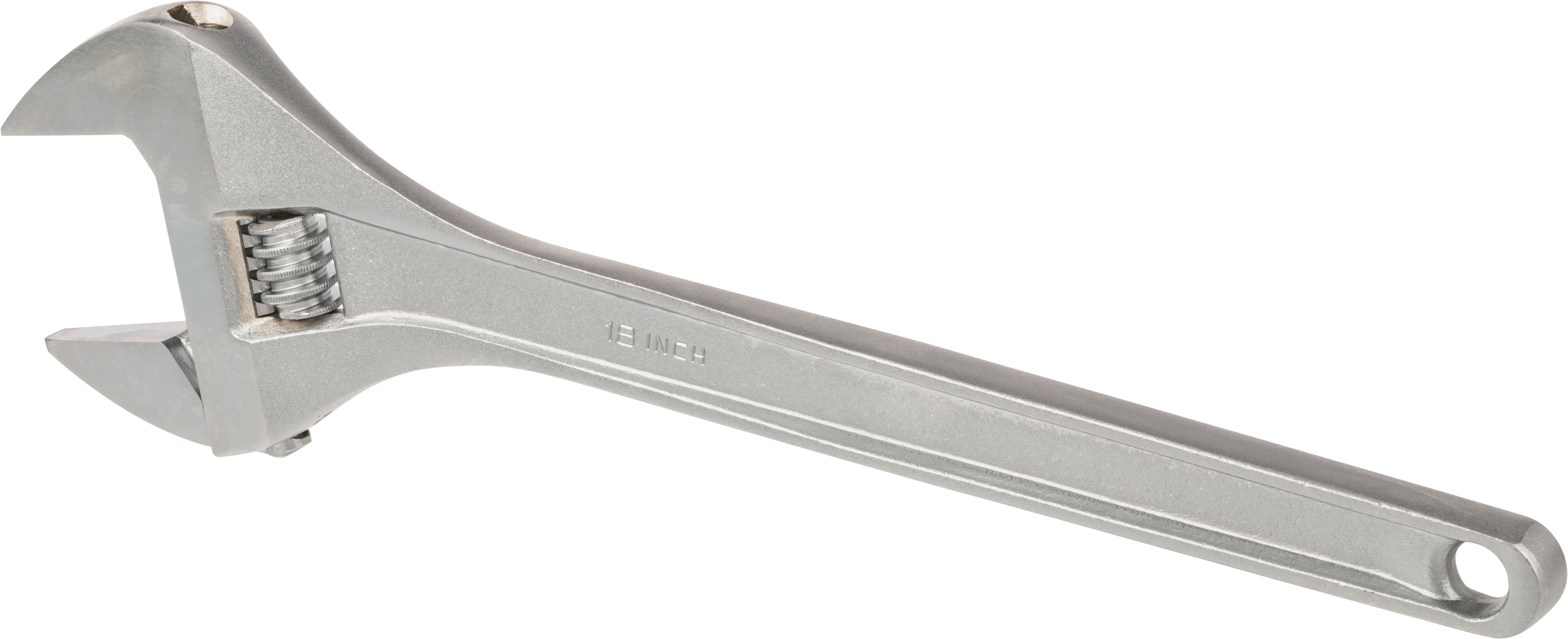 Krom Kaplı Çelik Ayarlanabilir Anahtar, Düz Tutamak, 18" Toplam Uzunluk, 2-3/8" Maksimum Çene Kapasitesi