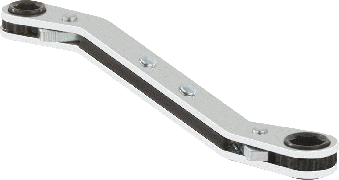 Derin Ofsetli Cırcırlı Çift Başlı Kutu Anahtarı, 6 Uçlu Açıklıklar, 1/4“ x 5/16” Boyut, 4-1/4" Toplam Uzunluk