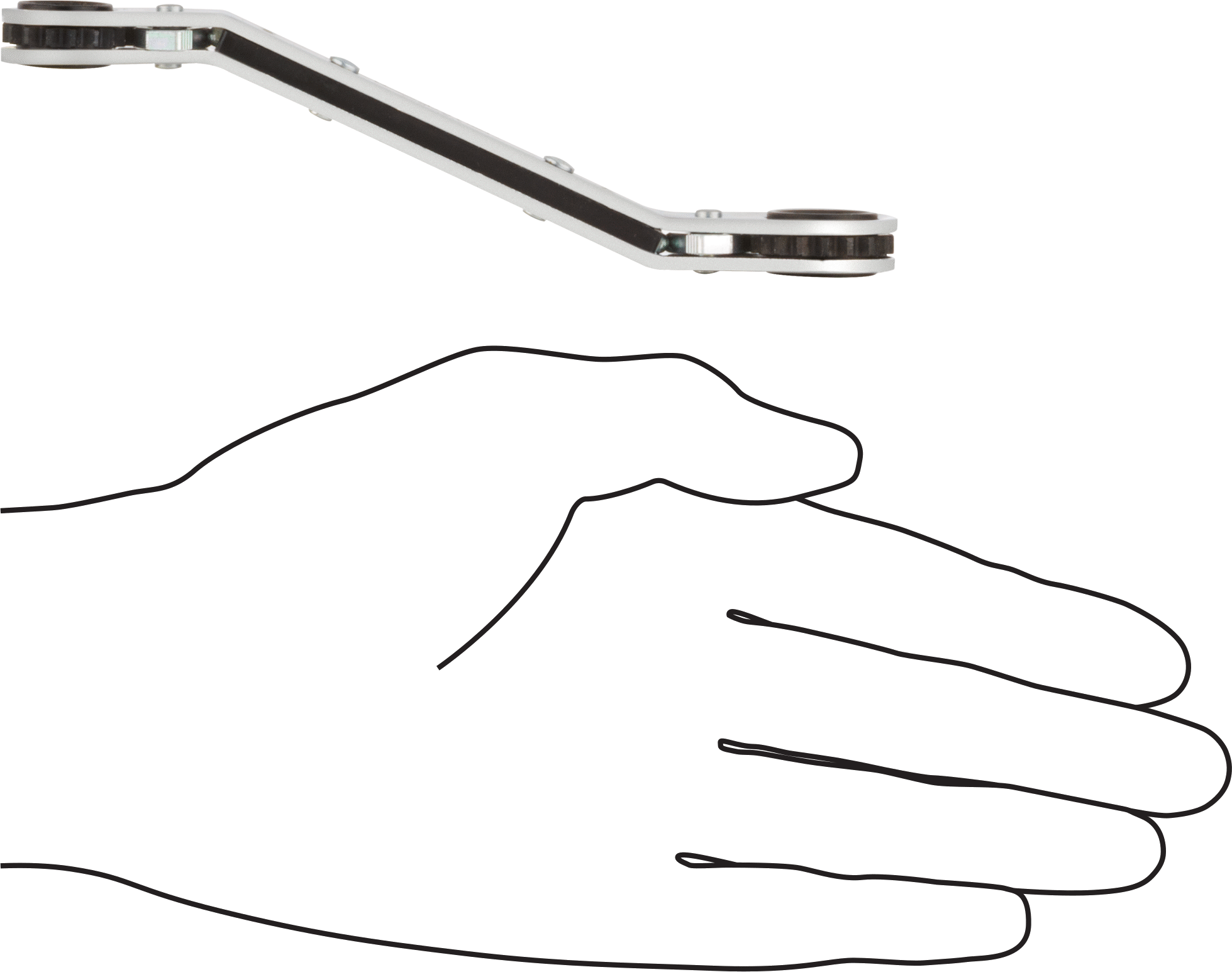 Derin Ofsetli Cırcırlı Çift Başlı Kutu Anahtarı, 6 Uçlu Açıklıklar, 3/8“ x 7/16” Boyut, 5-1/2" Toplam Uzunluk