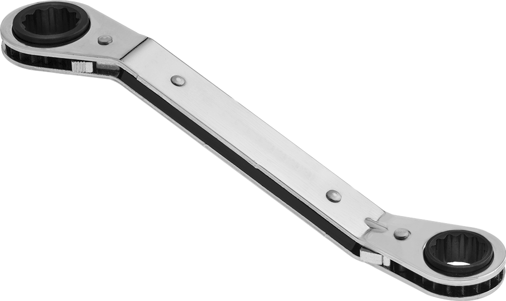 Derin Ofsetli Cırcırlı Çift Başlı Kutu Anahtarı, 12-Uçlu Açıklıklar, 5/8“ x 11/16” Boyut, 8" Toplam Uzunluk