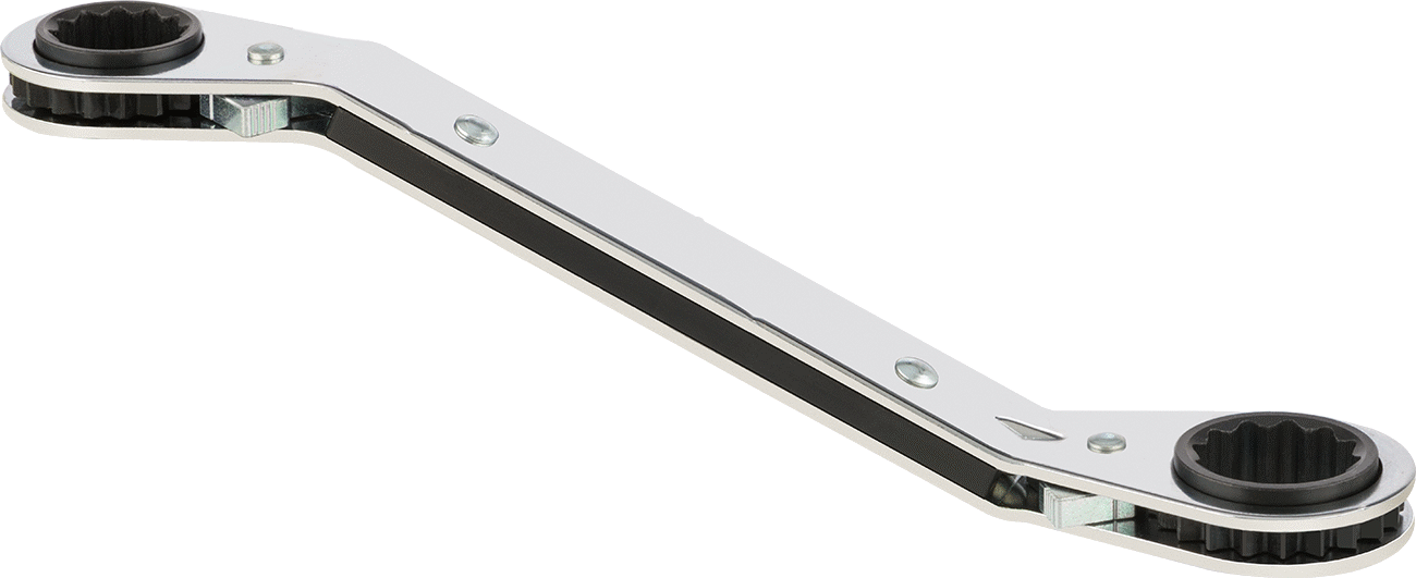 Derin Ofsetli Cırcırlı Çift Başlı Kutu Anahtarı, 12-Uçlu Açıklıklar, 5/8“ x 3/4” Boyut, 8" Toplam Uzunluk
