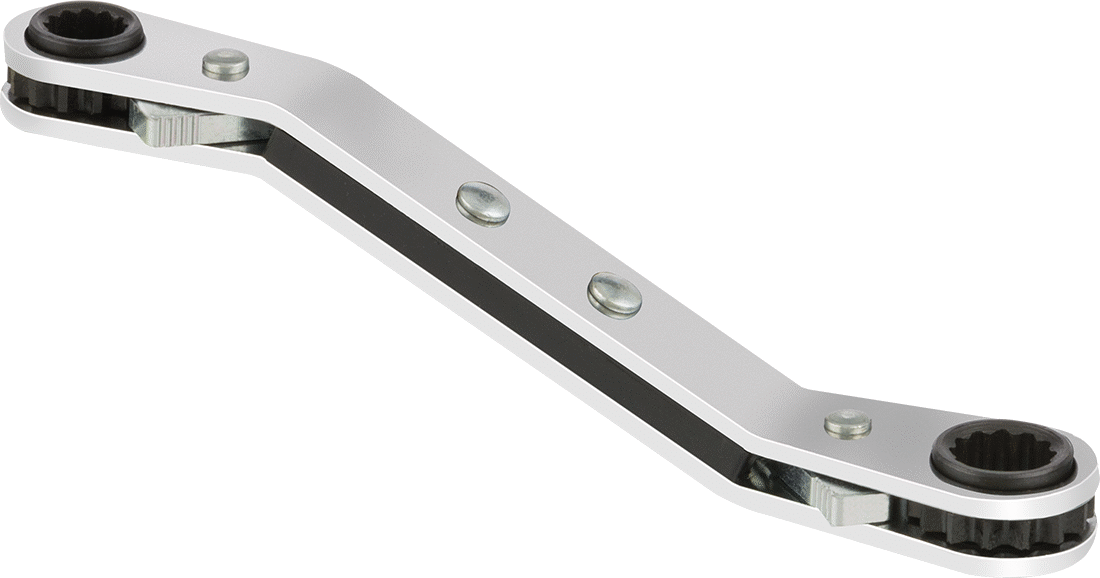 Derin Ofsetli Cırcırlı Çift Başlı Kutu Anahtarı, 12-Uçlu Açıklıklar, 1/4“ x 5/16” Boyut, 4-1/4" Toplam Uzunluk