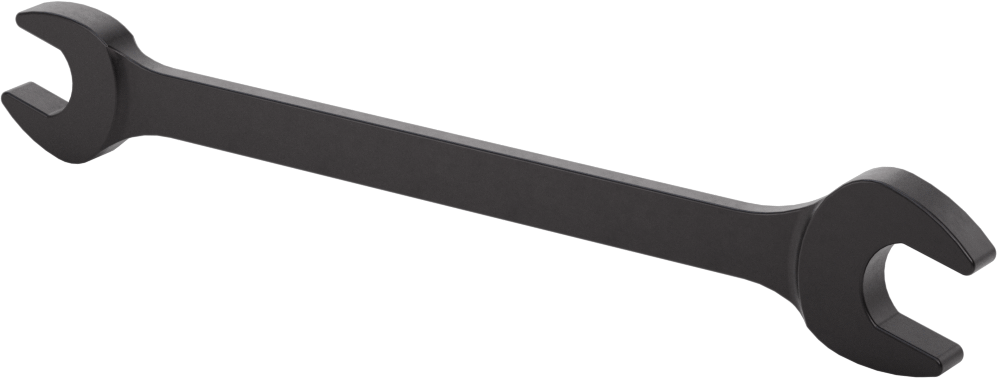 Siyah Oksit Çelik Çift Açık Uçlu Anahtar, Yuvarlak Açıklıklar ile, 7/16“ x 1/2” Boyut, 6-3/8" Toplam Uzunluk