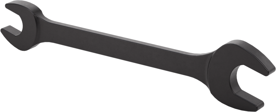Siyah Oksit Çelik Çift Açık Uçlu Anahtar, Yuvarlak Açıklıklar ile, 7/16“ x 9/16” Boyut, 5-3/4" Toplam Uzunluk