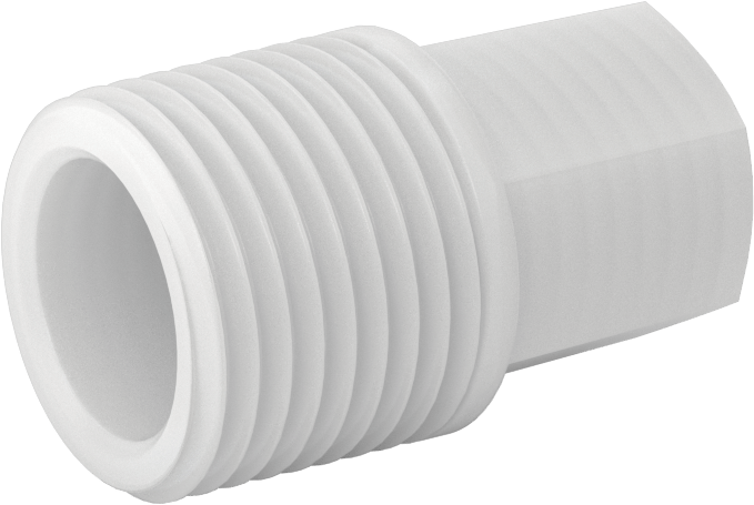 Gıda ve İçecek için Kimyasal Dirençli Boru Bağlantı Elemanı, PVDF, Redüksiyon Adaptörü, 1/4 NPT Dişi x 1/2 NPT Erkek