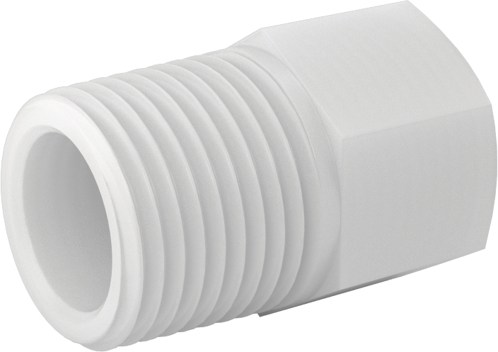 Gıda ve İçecek için Kimyasal Dirençli Boru Bağlantı Elemanı, PVDF, Redüksiyon Adaptörü, 3/8 NPT Dişi x 1/2 NPT Erkek