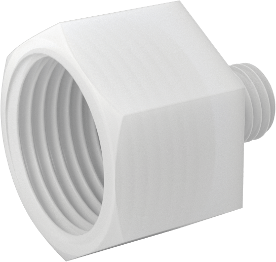 Gıda ve İçecek için Kimyasal Dirençli Boru Bağlantı Elemanı, PVDF, Redüksiyon Adaptörü, 1/2 NPT Dişi x 1/8 NPT Erkek