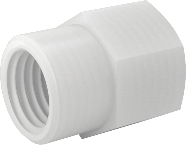 Gıda ve İçecek için Kimyasal Dirençli Boru Bağlantı Elemanı, PVDF, Düz Redüktör, 1/4 NPT Dişi x 1/8 NPT Dişi