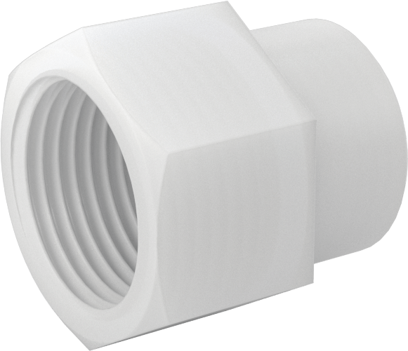Gıda ve İçecek için Kimyasal Dirençli Boru Bağlantı Elemanı, PVDF, Düz Redüktör, 3/8 NPT Dişi x 1/8 NPT Dişi