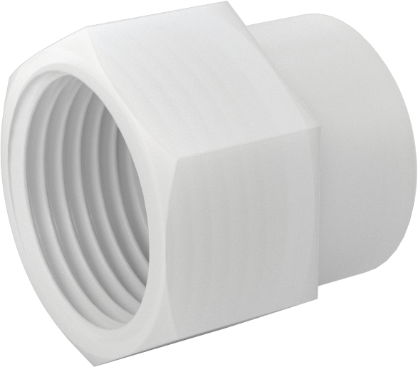Gıda ve İçecek için Kimyasal Dirençli Boru Bağlantı Elemanı, PVDF, Düz Redüktör, 1/2 NPT Dişi x 1/4 NPT Dişi