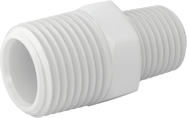 Gıda ve İçecek için Kimyasal Dirençli Boru Bağlantı Elemanı, PVDF, Düz Redüktör, 3/8 NPT Erkek x 1/4 NPT Erkek