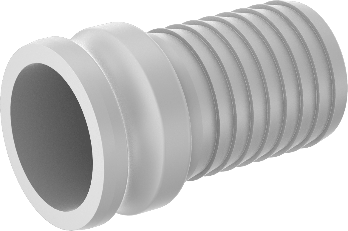 PVDF Kam ve Yivli Hortum Bağlantısı, 3 Boy, Plug, 3" Hortum İç Çapı
