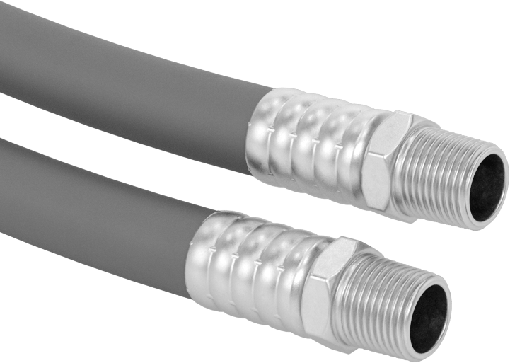 EPDM Kauçuk Hava Hortumu, 3/8 x 3/8 NPTF Pirinç Erkek Bağlantı Elemanları ile, 300 PSI