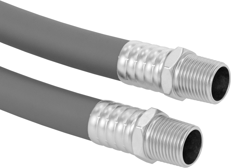 EPDM Kauçuk Hava Hortumu, 1/2 x 1/2 NPTF Pirinç Erkek Bağlantı Parçaları, 200 PSI