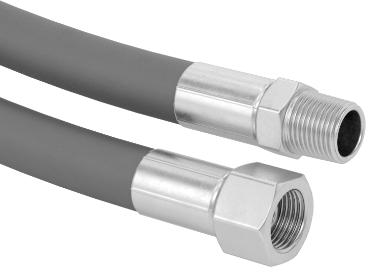EPDM Kauçuk Hava Hortumu, Pirinç 3/8 NPTF Erkek x Pirinç 3/8 NPSM Dişi ile, 300 PSI