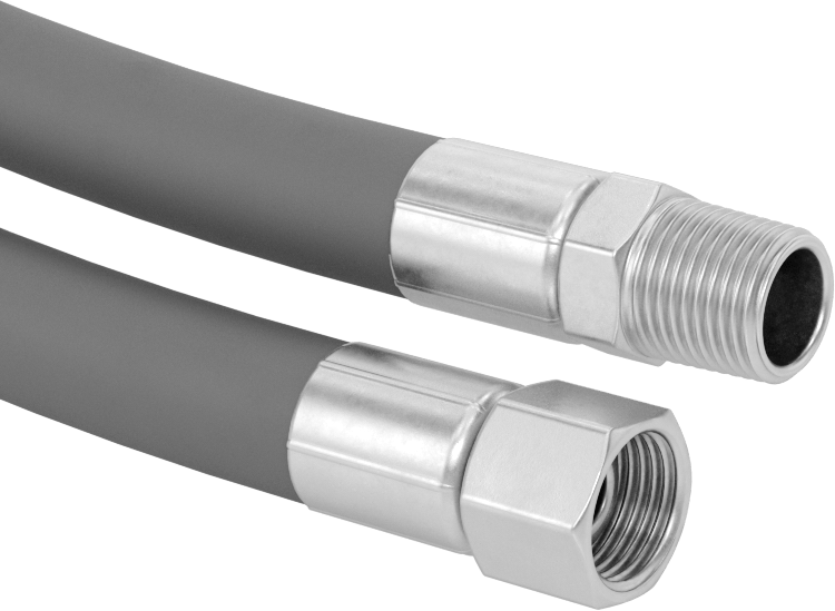 EPDM Kauçuk Hava Hortumu, Pirinç 1/2 NPTF Erkek x Pirinç 1/2 NPSM Dişi, 200 PSI