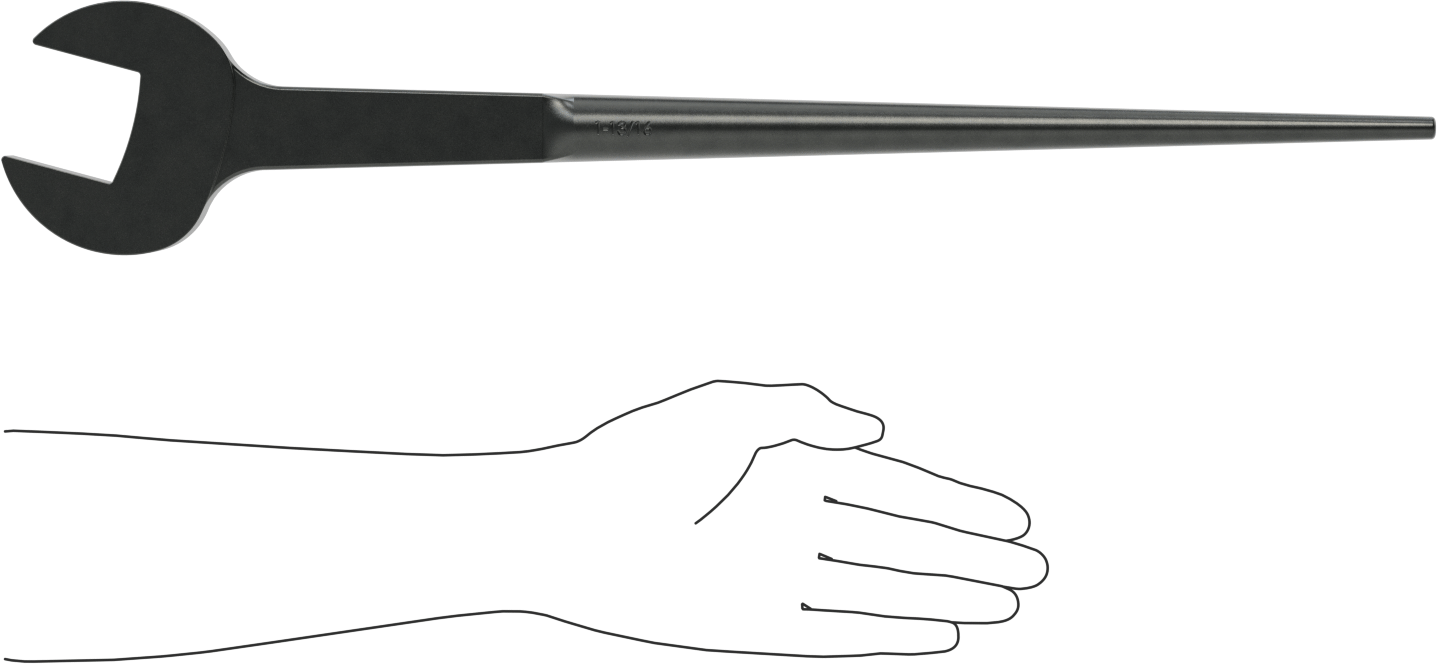 Delik Hizalama için Açık Uçlu Anahtar, 1-13/16" Boyut, 23" Toplam Uzunluk