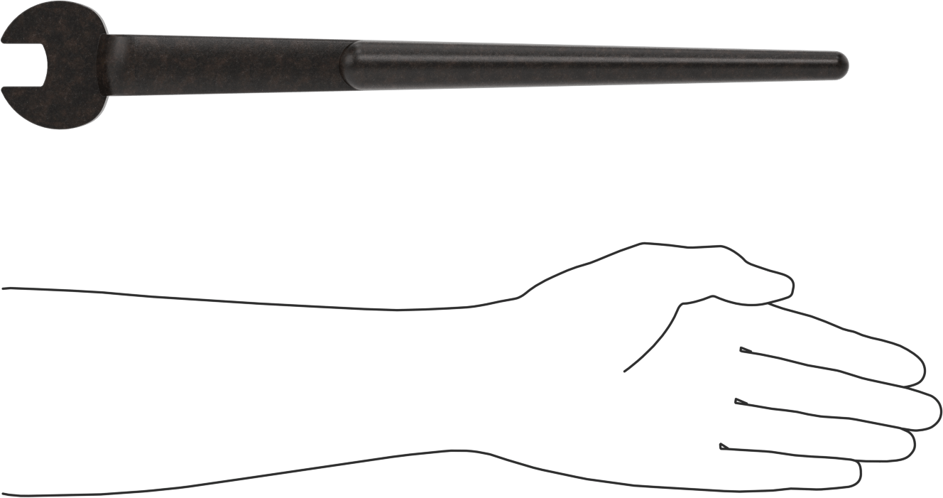 Delik Hizalama için Açık Uçlu Anahtar, 3/4" Boyut, 14-3/4" Toplam Uzunluk