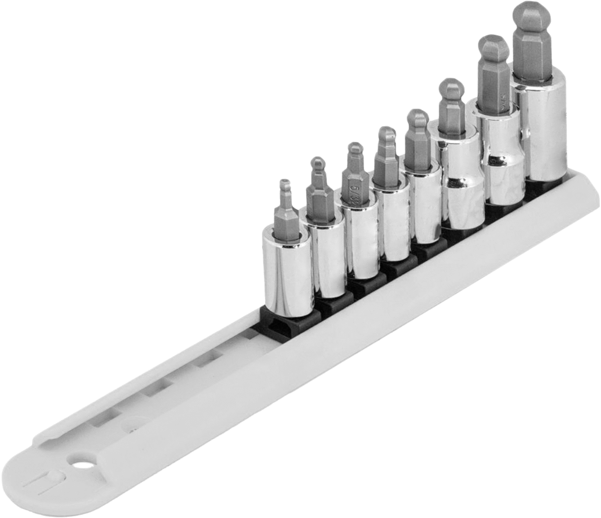 Bilyalı Uçlu Altıgen Uç Soketi, 8 Parça Set, 1/4“ ve 3/8” Kare Tahrik
