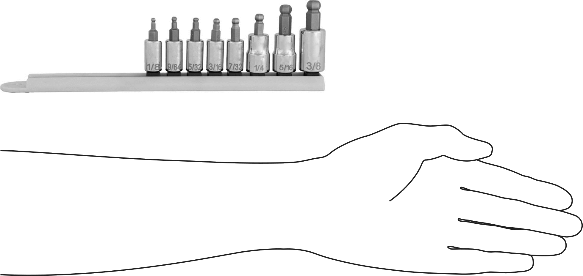Bilyalı Uçlu Altıgen Uç Soketi, 8 Parça Set, 1/4“ ve 3/8” Kare Tahrik