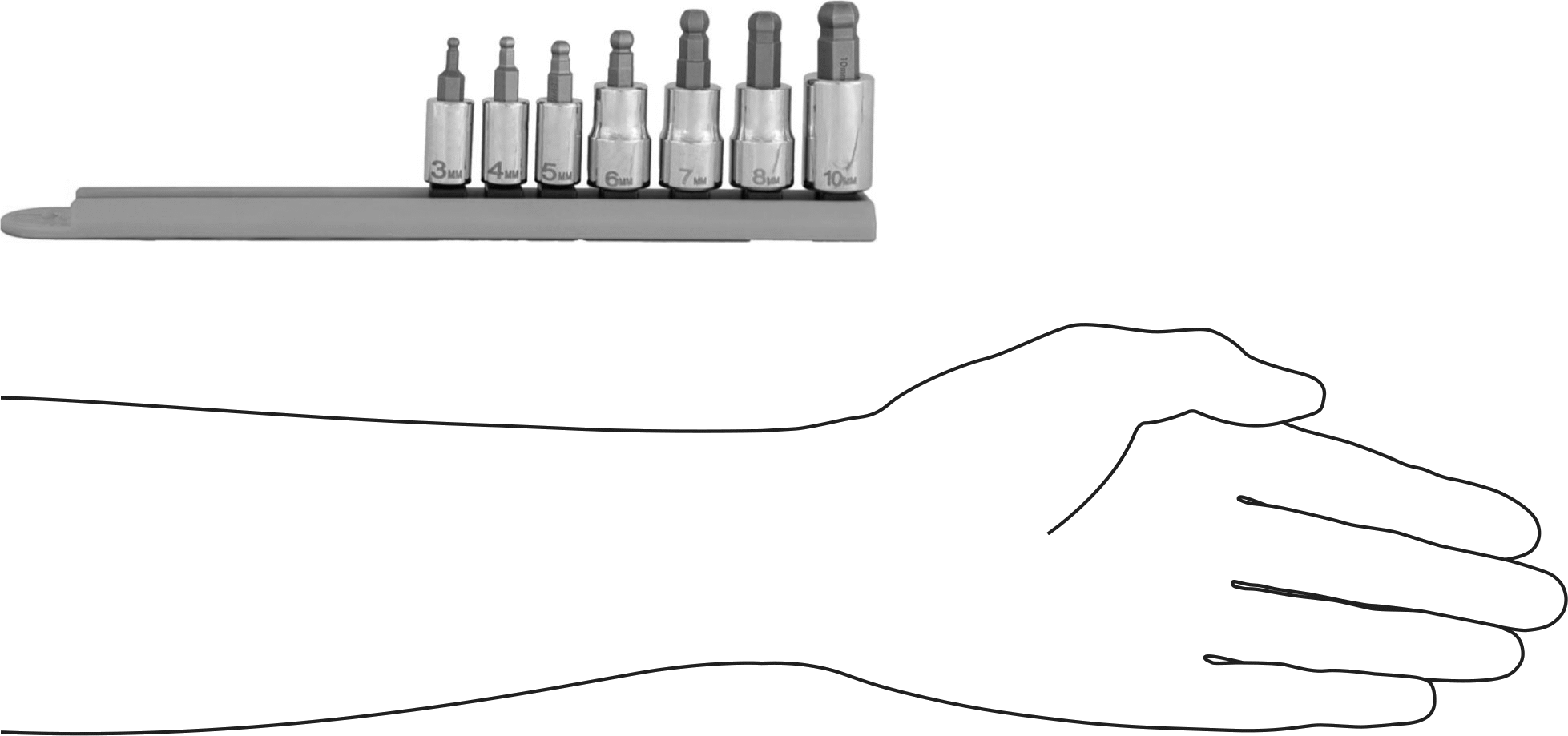 Bilyalı Uçlu Altıgen Uç Soketi, 7 Parça Set, 1/4“ ve 3/8” Kare Tahrik