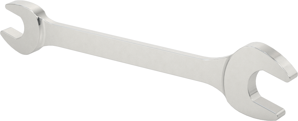 Krom Kaplı Çift Açık Uçlu Anahtar, Yuvarlak Açıklıklar ile, 7/16“ x 9/16” Boyut, 5-3/4" Toplam Uzunluk