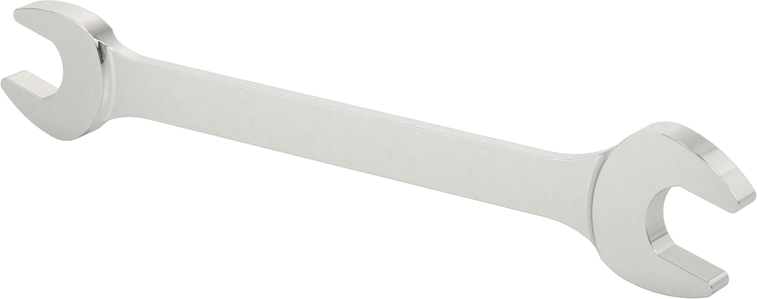 Krom Kaplı Çift Açık Uçlu Anahtar, Yuvarlak Açıklıklar ile, 11/16“ x 3/4” Boyut, 8-7/8" Toplam Uzunluk