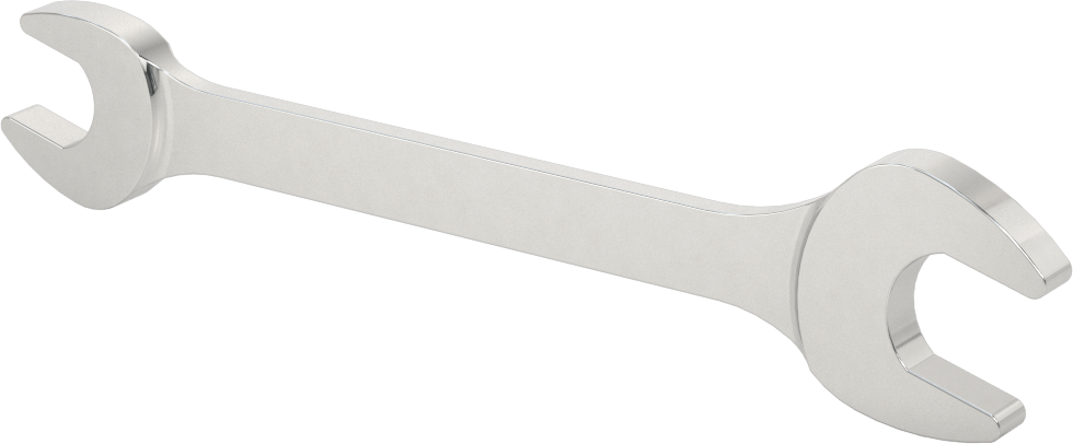 Krom Kaplı Çift Açık Uçlu Anahtar, Yuvarlak Açıklıklar ile, 1/2“ x 5/8” Boyut, 6-1/8" Toplam Uzunluk