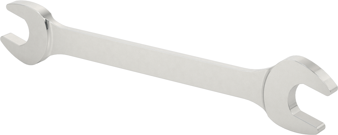 Krom Kaplı Çift Açık Uçlu Anahtar, Yuvarlak Açıklıklar ile, 13/16“ x 7/8” Boyut, 10-1/8" Toplam Uzunluk