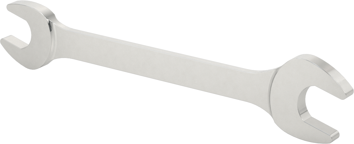 Krom Kaplı Çift Açık Uçlu Anahtar, Yuvarlak Açıklıklar ile, 7/8“ x 1” Boyut, 10-5/8" Toplam Uzunluk