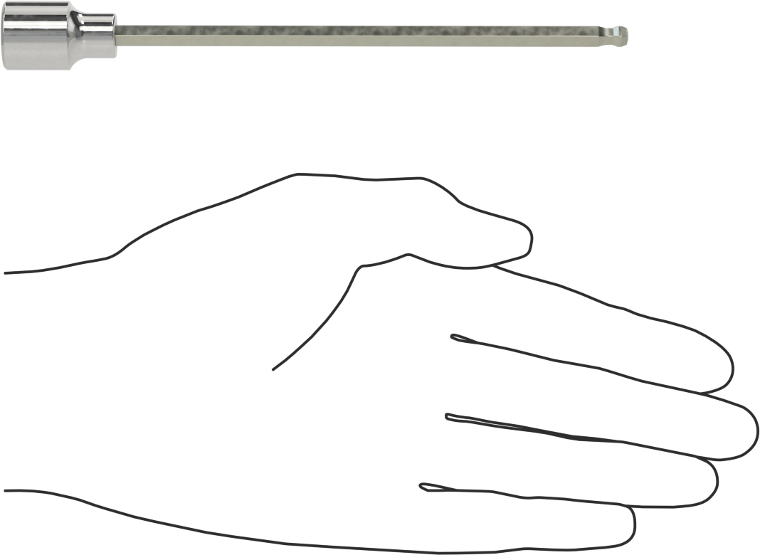 Bilyalı Uçlu Altıgen Uç Soketi, 3/8" Kare Tahrik, 5 mm Boyut, 6 inç Uzunluk