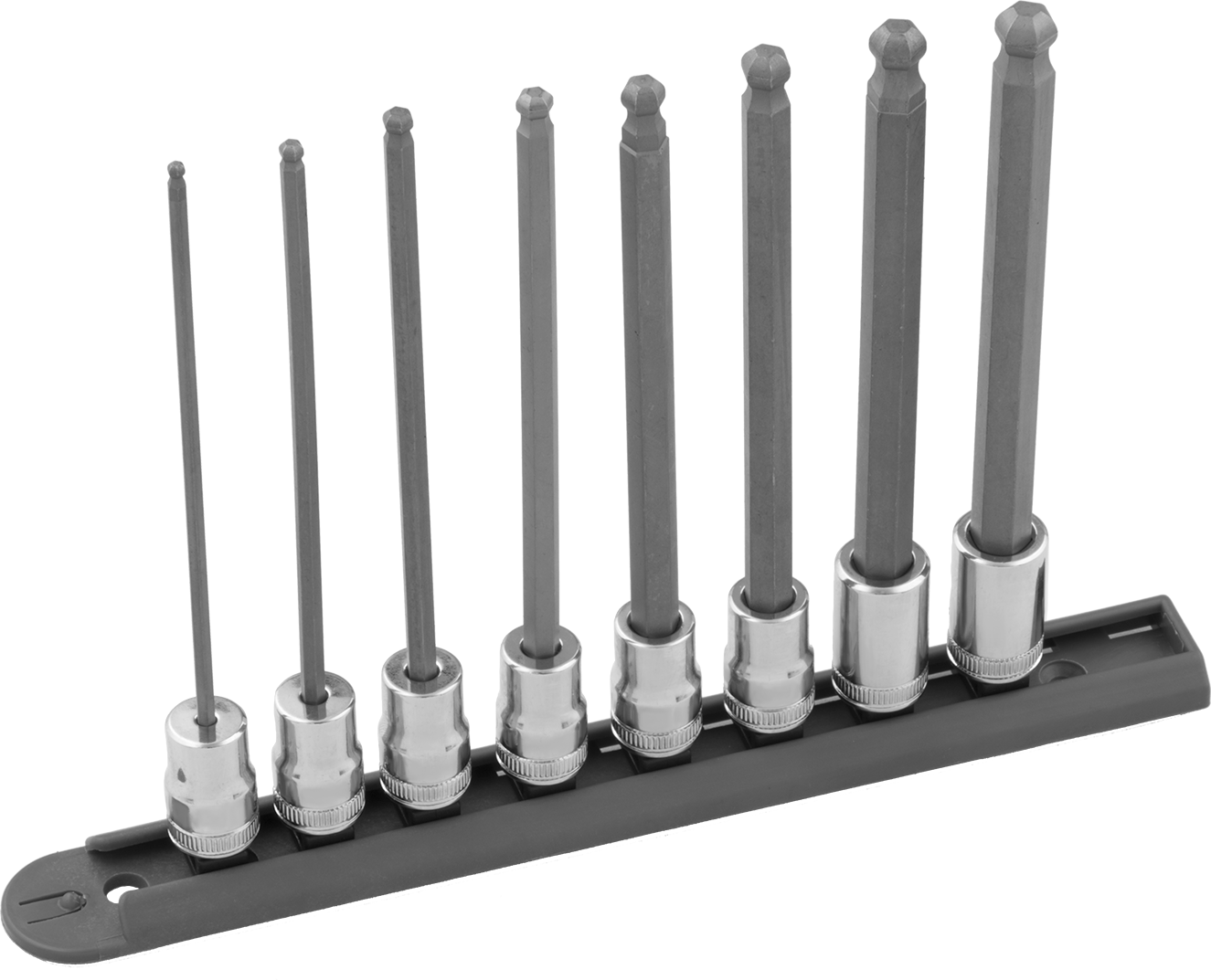 Bilyalı Uçlu Altıgen Uç Soketi, Uzatılmış Menzil, 8 Parça Set, 3/8" Kare Tahrik