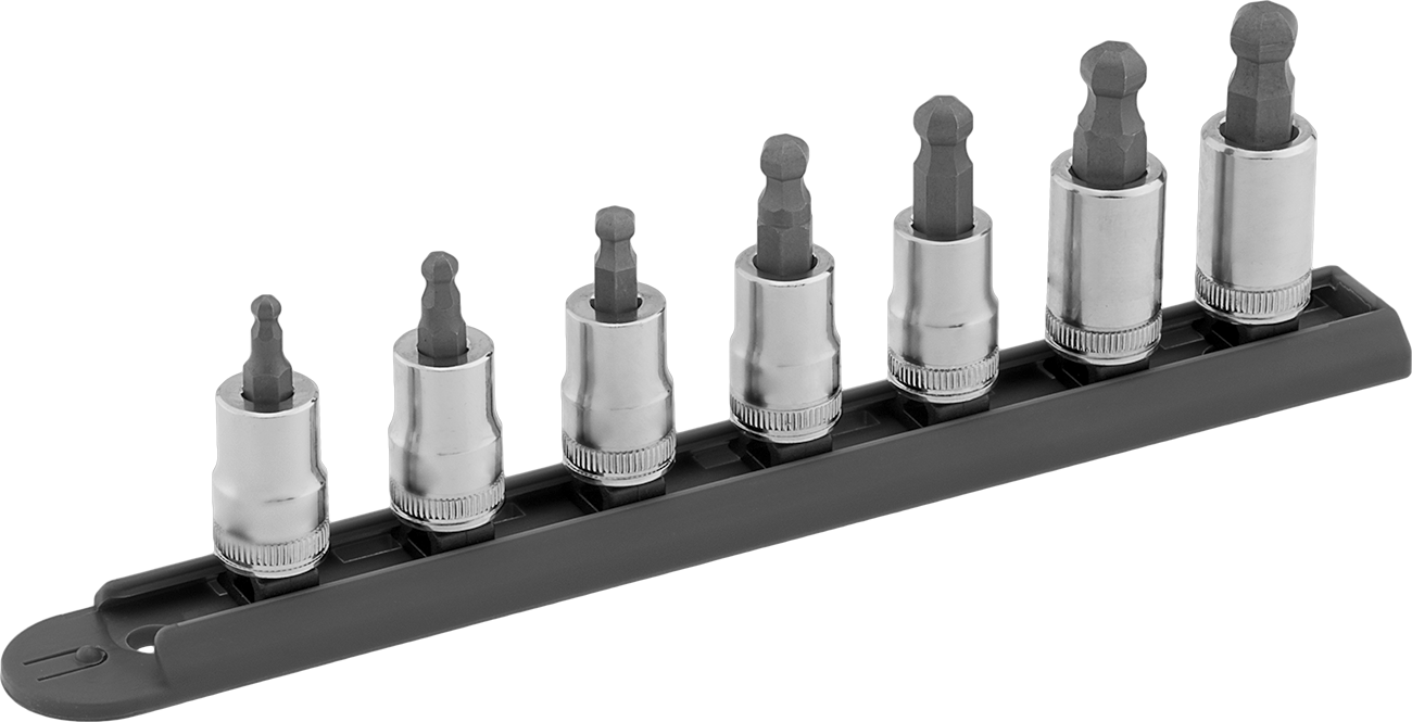 Bilyalı Uçlu Altıgen Uç Soketi, 7 Parça Set, 3/8" Kare Tahrik, Metrik