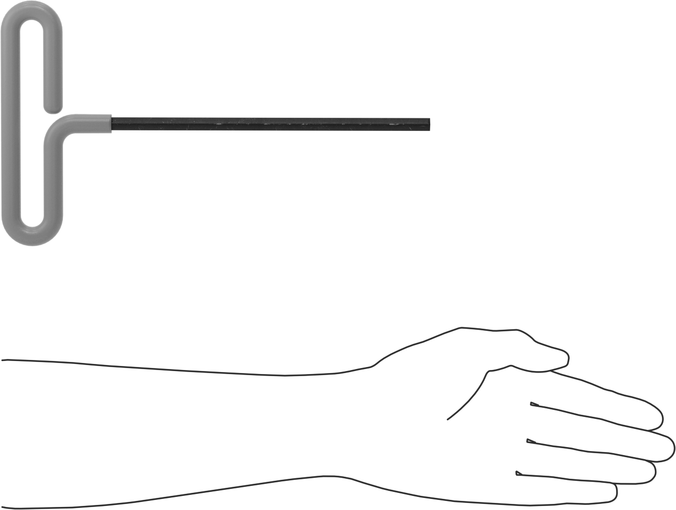 Yastıklı Tutamaklı Döngü T-Saplı Altıgen Anahtar, 5/16" Tahrik Boyutu, 10-1/2" Toplam Uzunluk