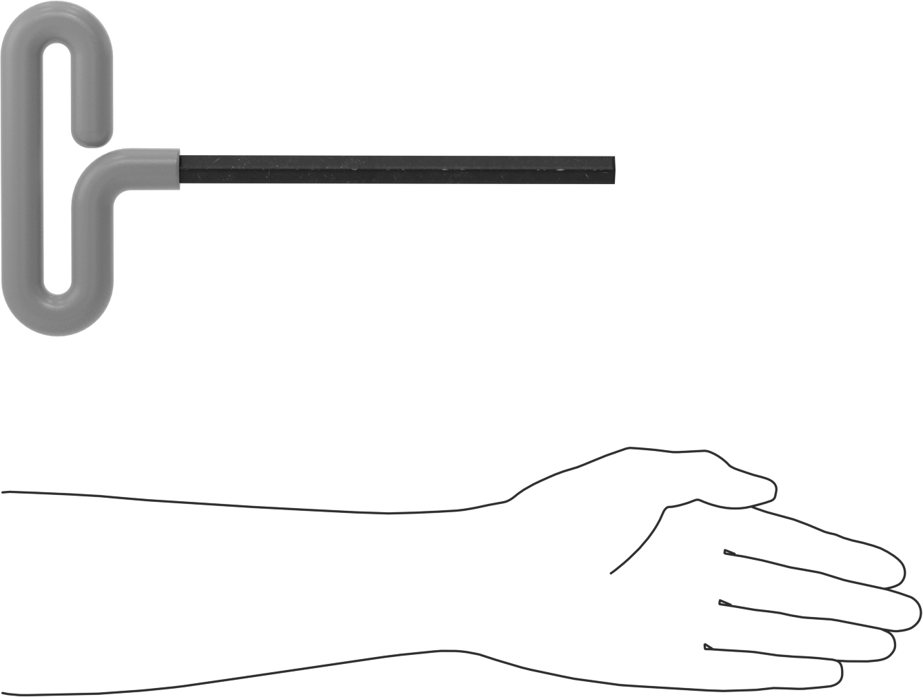 Yastıklı Tutamaklı Döngü T-Saplı Altıgen Anahtar, 1/2" Tahrik Boyutu, 11" Toplam Uzunluk