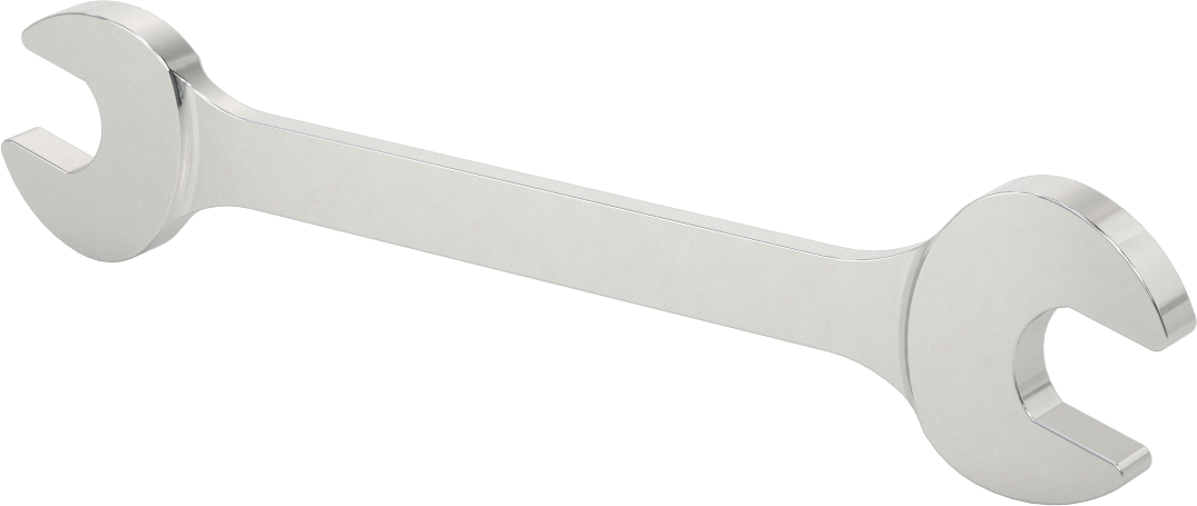 Çift Açık Uçlu Anahtar, Mat Krom Kaplama, 17 mm x 19 mm Boyut, 8-1/2" Toplam Uzunluk