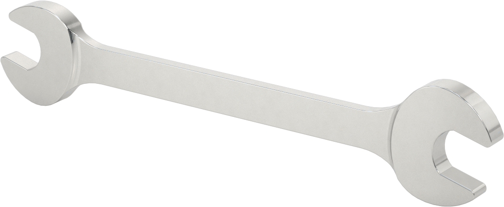 Çift Açık Uçlu Anahtar, Parlak Krom Kaplama, 14 mm x 15 mm Boyut, 7-11/32" Uzunluk