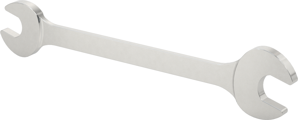 Çift Açık Uçlu Anahtar, Mat Krom Kaplama, 13 mm x 15 mm Boyut, 7-7/16" Toplam Uzunluk