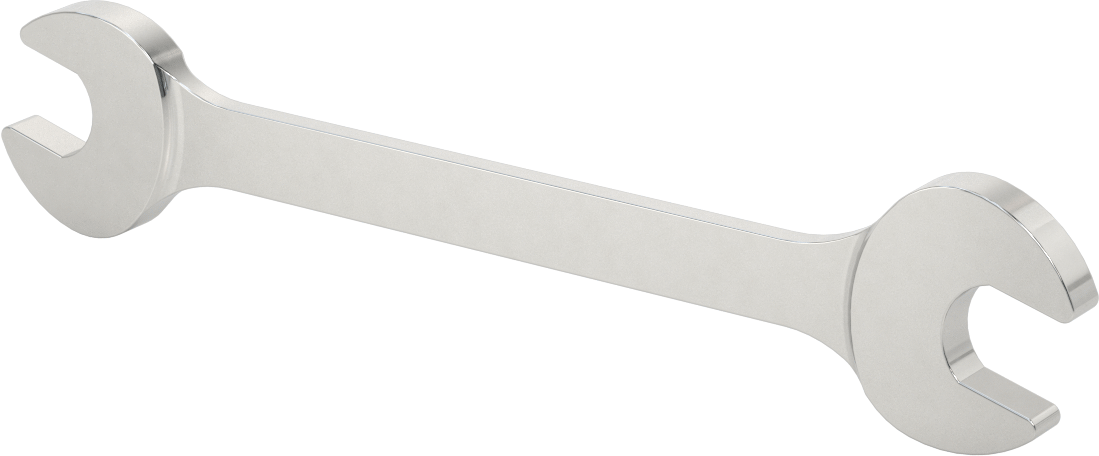 Çift Açık Uçlu Anahtar, Parlak Krom Kaplama, 18 mm x 19 mm Boyut, 9-1/8" Uzunluk