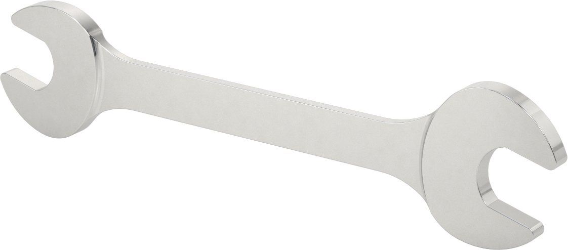 Çift Açık Uçlu Anahtar, Mat Krom Kaplama, 22 mm x 24 mm Boyut, 9-7/8" Toplam Uzunluk