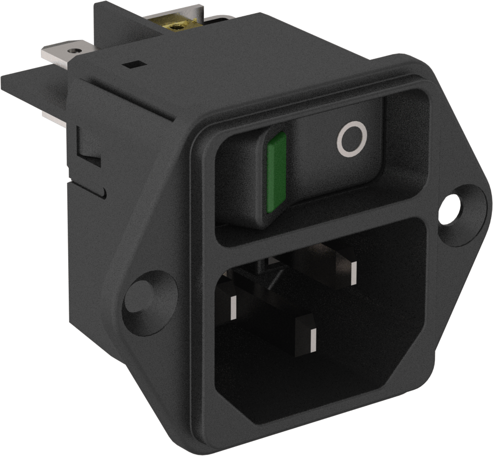 Screw-On IEC C14 Receptacle with Green Indicator Light