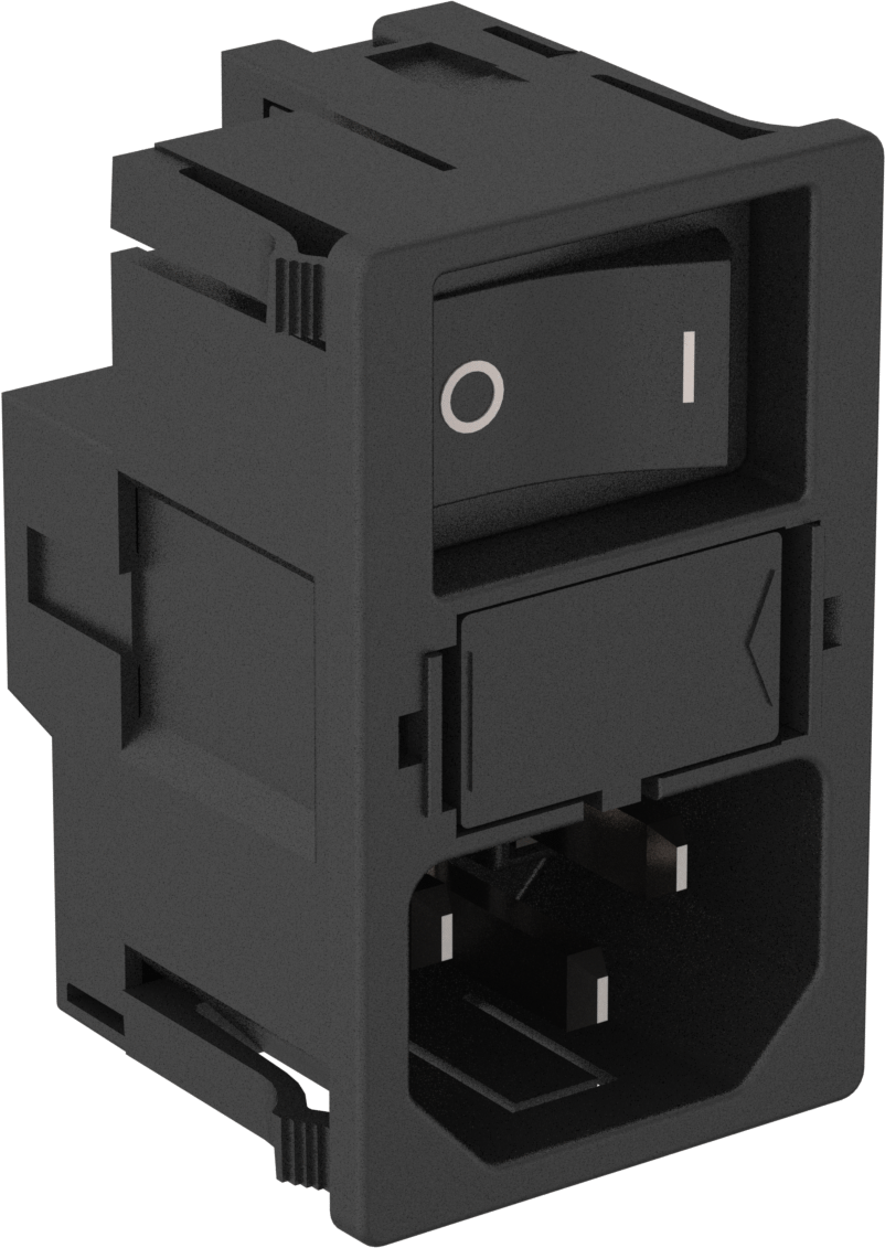 Snap-In IEC C14 Receptacle with Fuse Circuit Protection