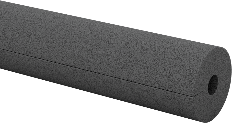 Polietilen Köpük Boru Yalıtımlı Yarık Boru, 1/2" Kalınlık, -295° ila 200°F Sıcaklık, Siyah, 3/8" ID