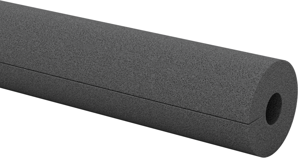 Polietilen Köpük Boru Yalıtımlı Yarık Boru, 1/2" Kalınlık, -295° ila 200°F Sıcaklık, Siyah, 1/2" ID