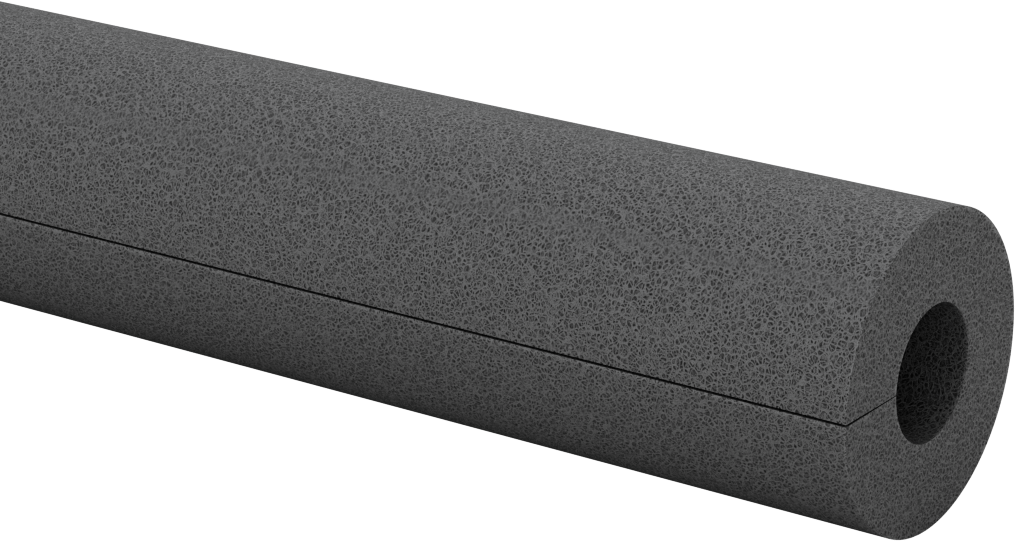 Polietilen Köpük Boru Yalıtımlı Yarık Boru, 1/2" Kalınlık, -295° ila 200°F Sıcaklık, Siyah, 3/4" ID