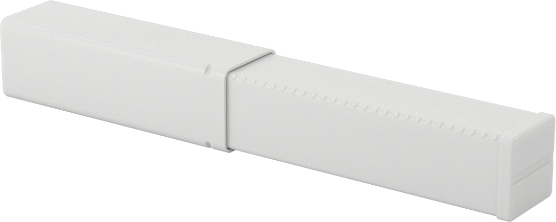 Geri Dönüştürülmüş Plastik Kare Ayarlanabilir Uzunluklu Nakliye Tüpü, Polietilen, 1“ Genişlik x 1” Yükseklik x 5“ ila 8” İç Uzunluk