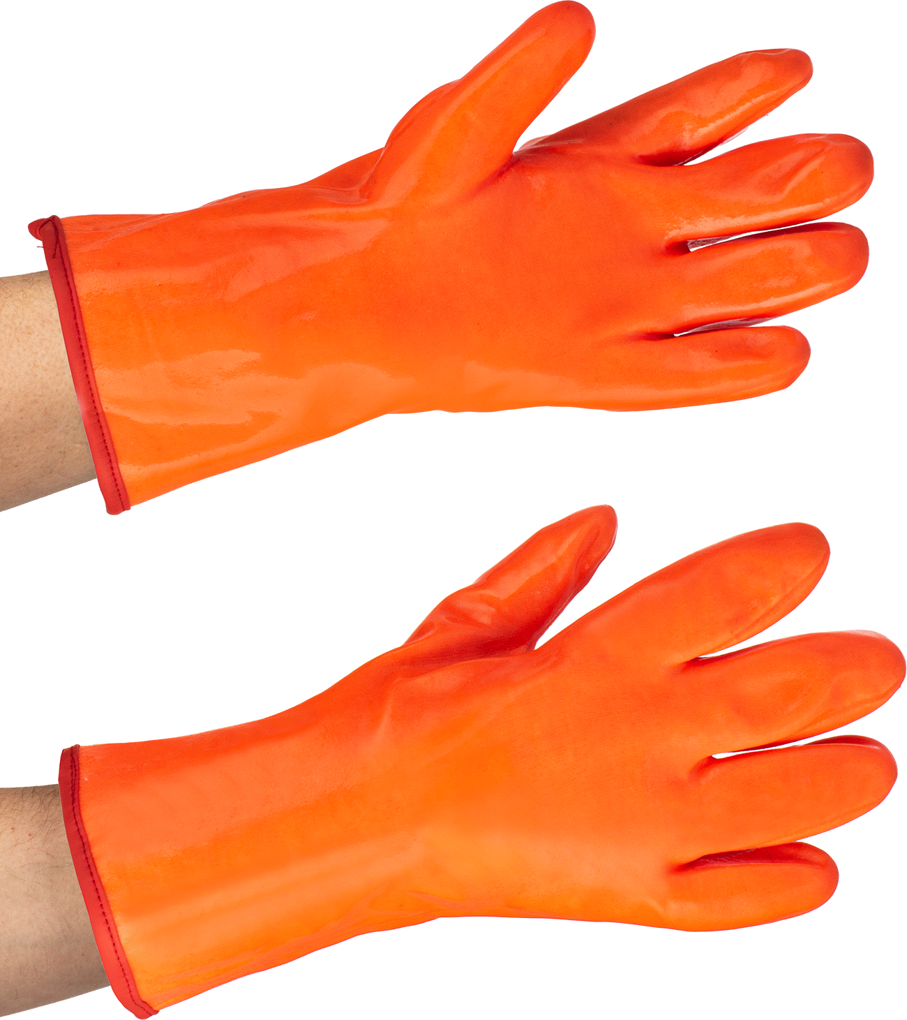 Soğuğa Karşı Koruyucu Eldivenler, Suya Dayanıklı, Erkek PVC Plastik, 12" Uzunluk, Turuncu