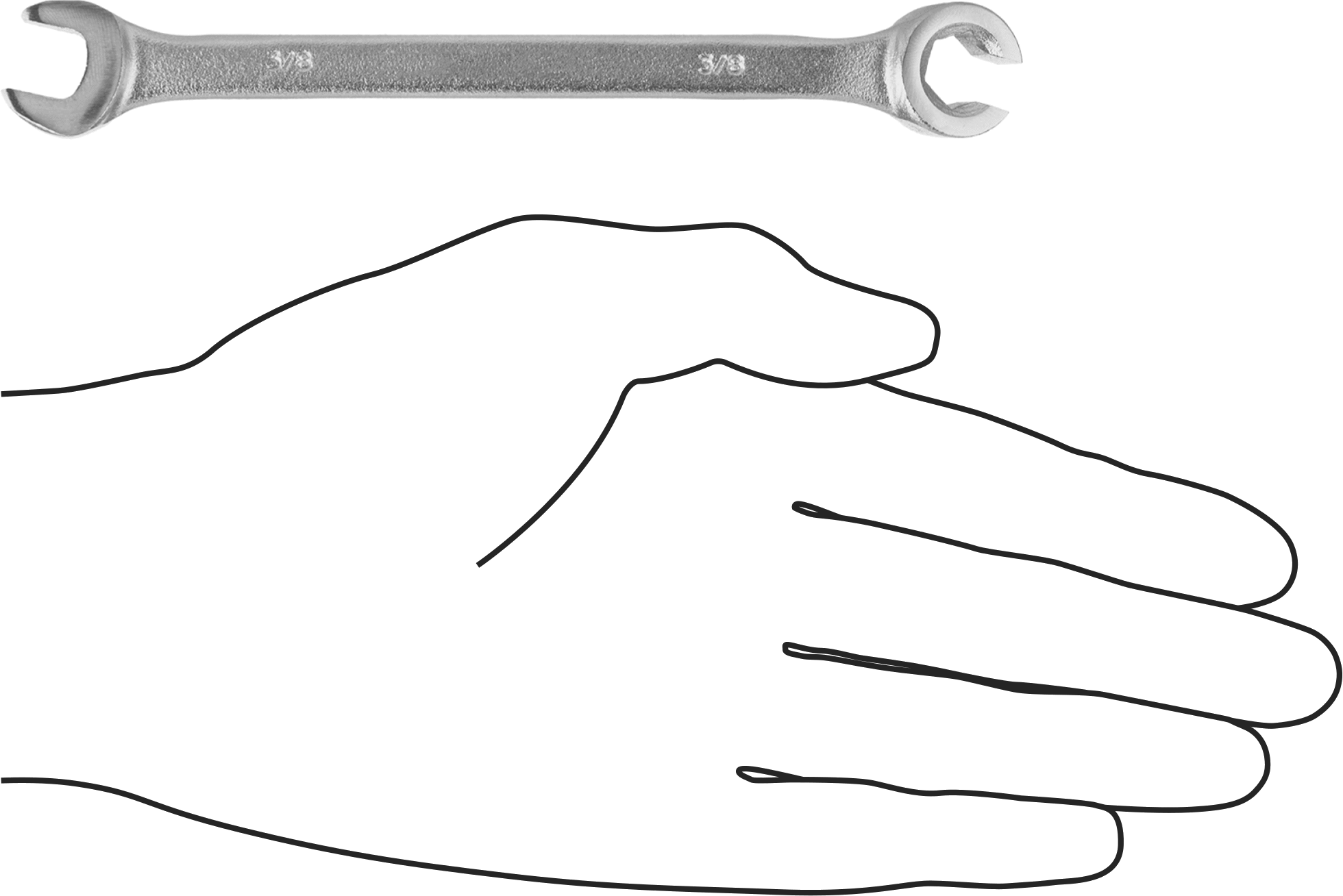 Secure-Grip Açık Uçlu Anahtar, Altıgen ve Yuvarlak Açıklıklar, 3/8" Boyut, 5-3/4" Toplam Uzunluk