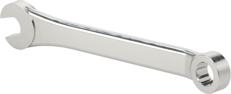 Kısa Kombine Anahtar, 12 noktalı kutu açıklığı ile, 1/4" Boyut, 3-1/4" Toplam Uzunluk