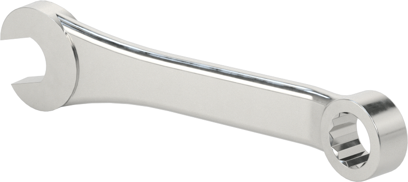 Kısa Kombine Anahtar, 12 noktalı kutu açıklığı ile, 3/8" Boyut, 3-3/4" Toplam Uzunluk